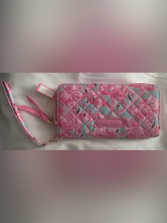 Simply Southern Accessories - Simply Southern Pink Flamingo Quilted Card Holder Wallet with Aqua Accents {NWT}